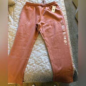 Volcom Women's Pink Joggers with White Floral Design